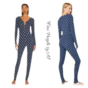 NWOT Free People Home Alone Long Johns Pajamas  sz M